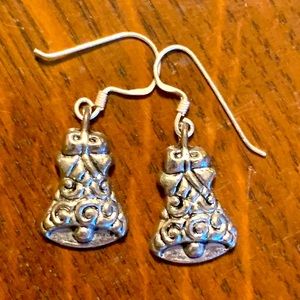 Handmade Holiday Bell 925 Sterling Silver Hook Back Women’s Earrings